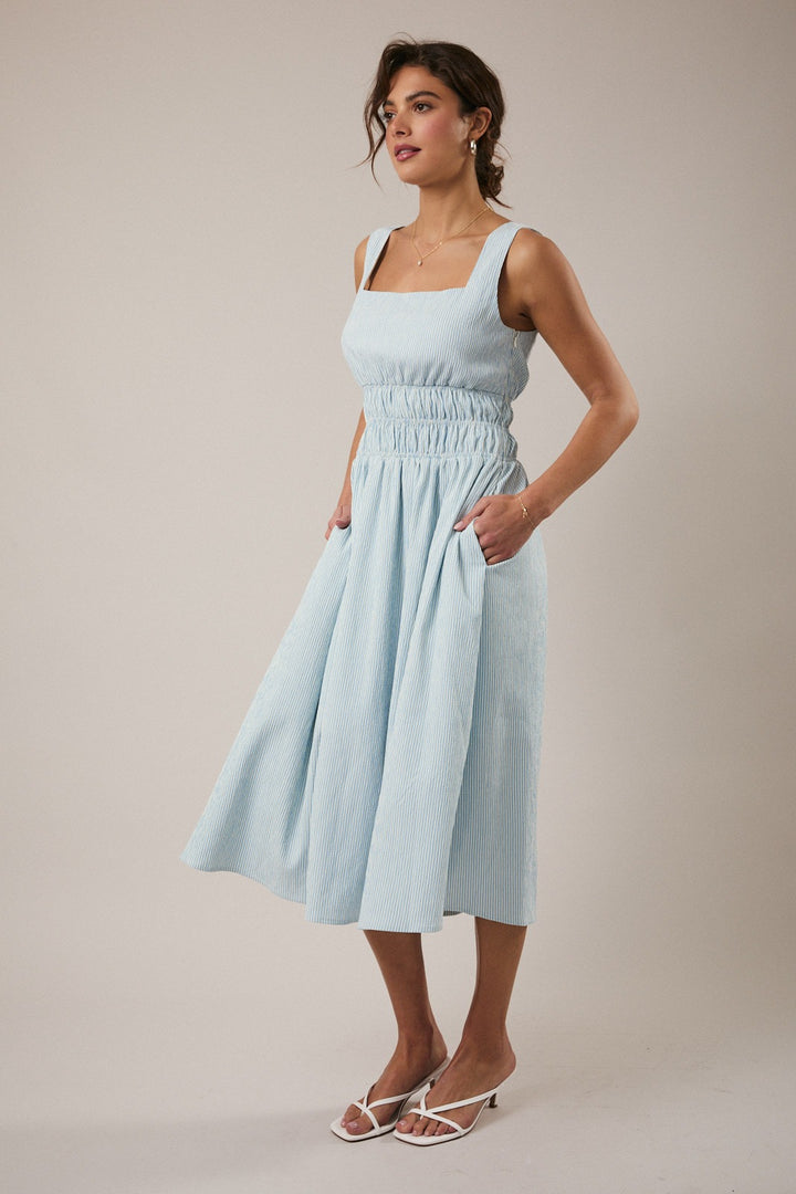 Sunday Edition Pinstripe Midi Dress