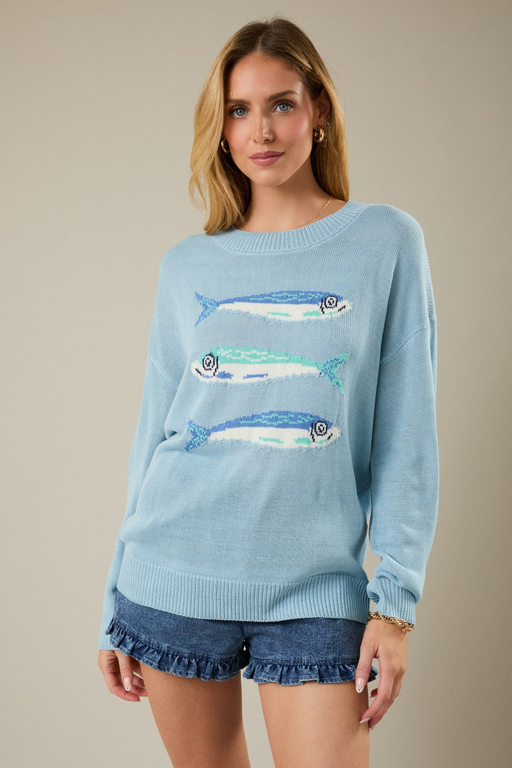 Sunday Edition Lightweight Fish Sweater (Light Blue)
