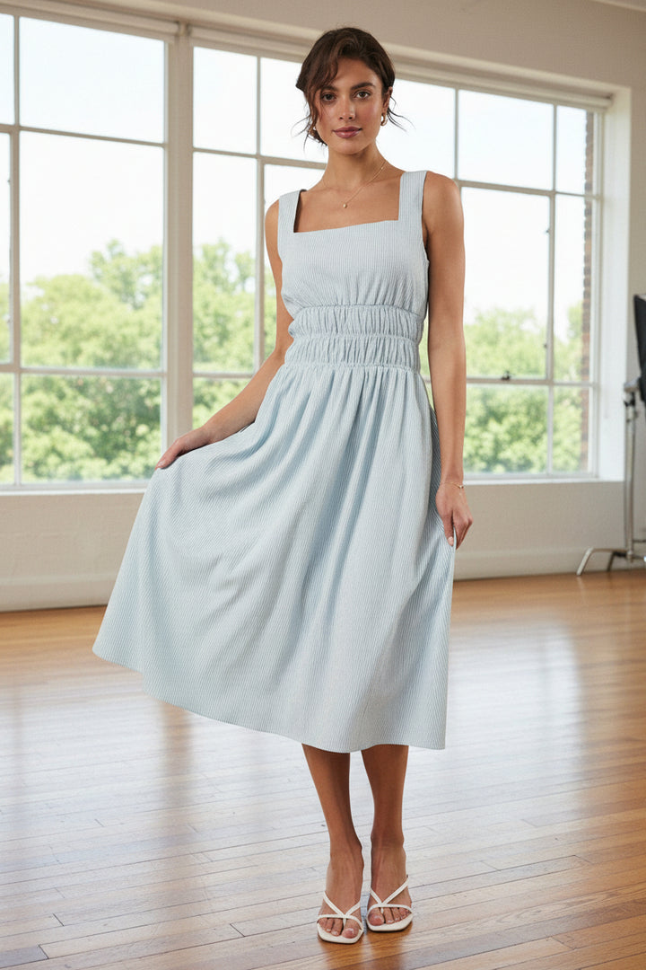Sunday Edition Pinstripe Midi Dress