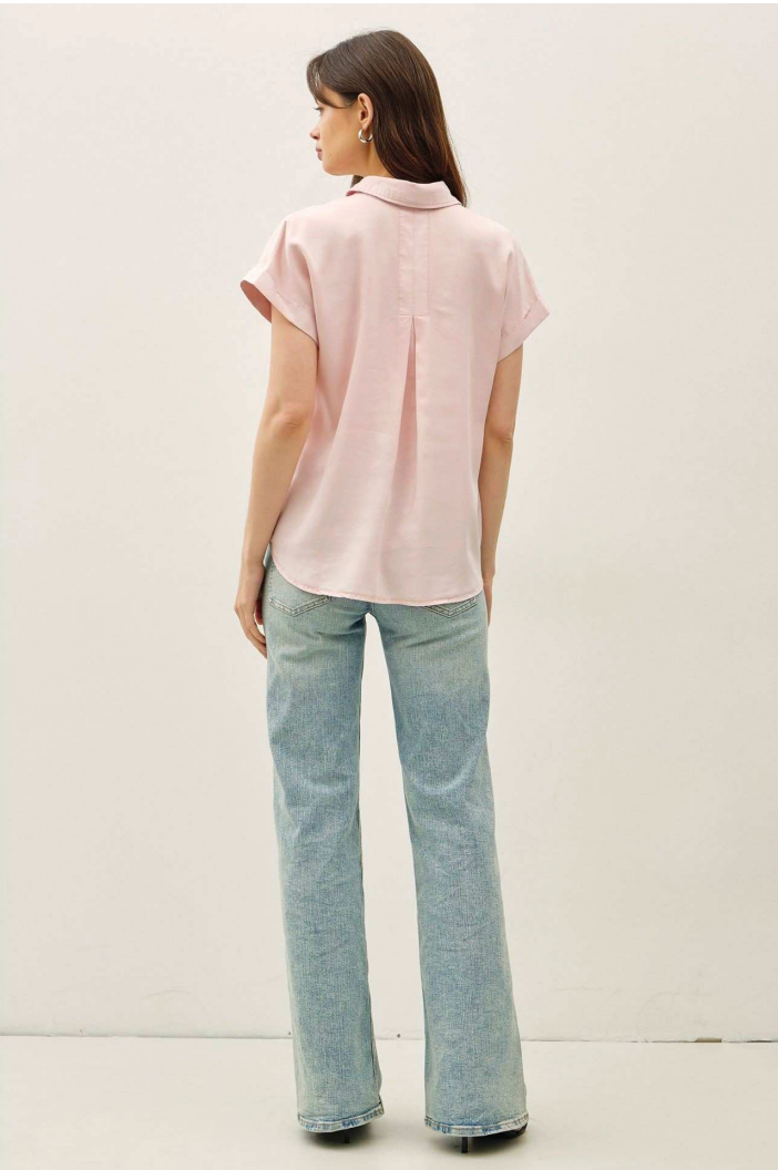 Be Cool Tencel Button Down Tee (Pink)