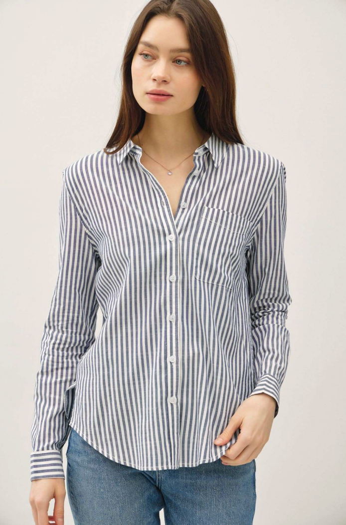 Be Cool Striped Collared Shirt