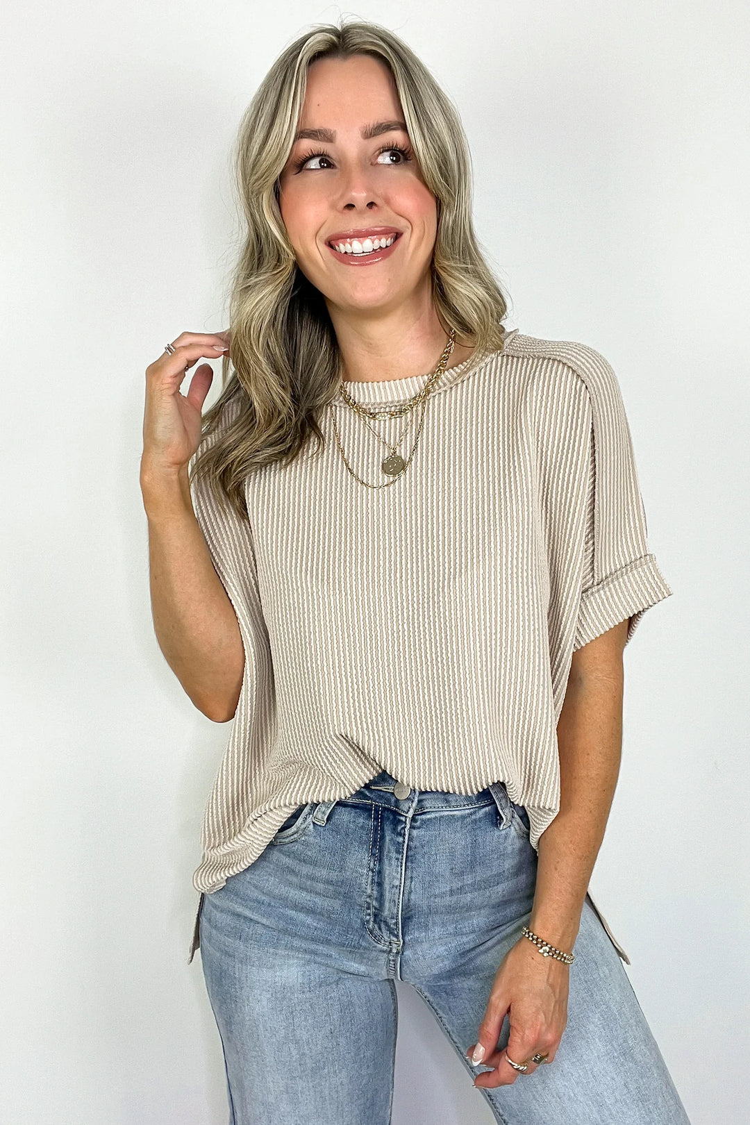 Zen Rib Round Neck Tee (Sand)