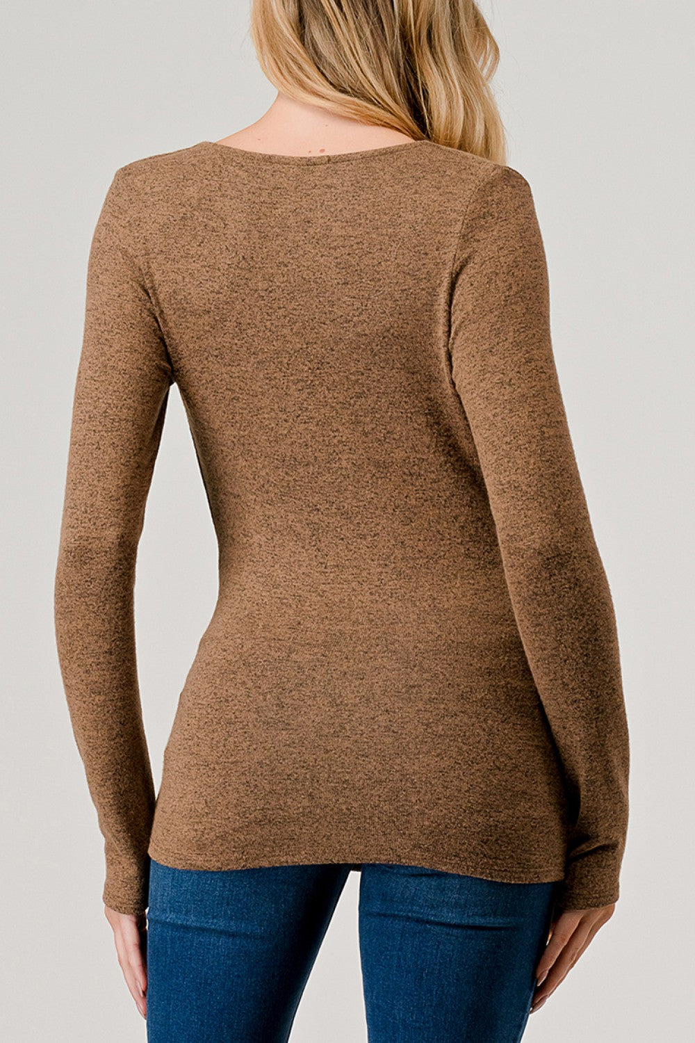 Natural Vibe Wrap Brushed Blouse (Coffee)
