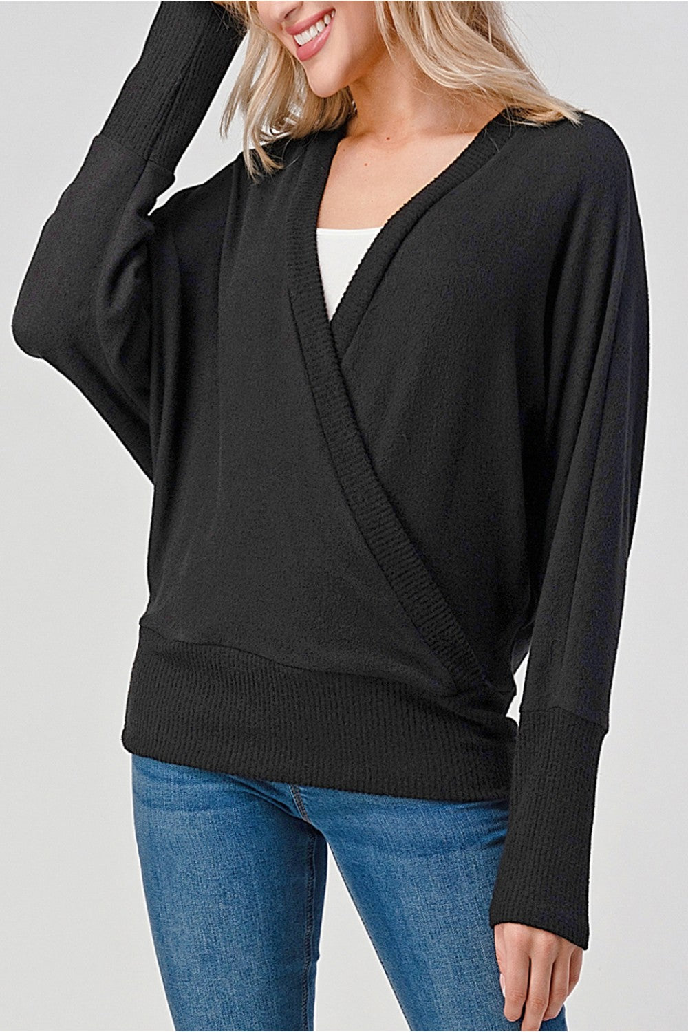 Natural Vibe Wrap Sweater (Black)