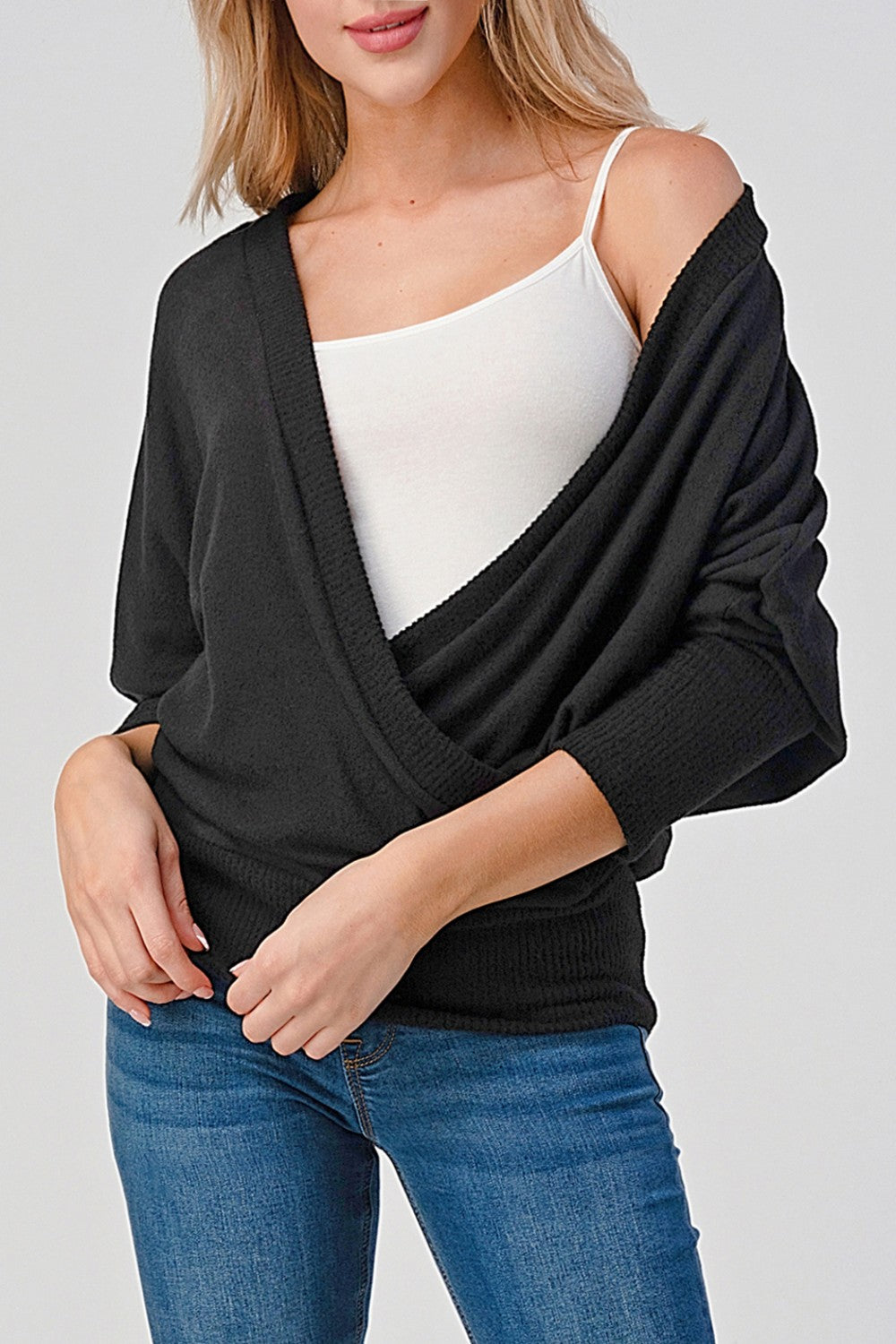 Natural Vibe Wrap Sweater (Black)