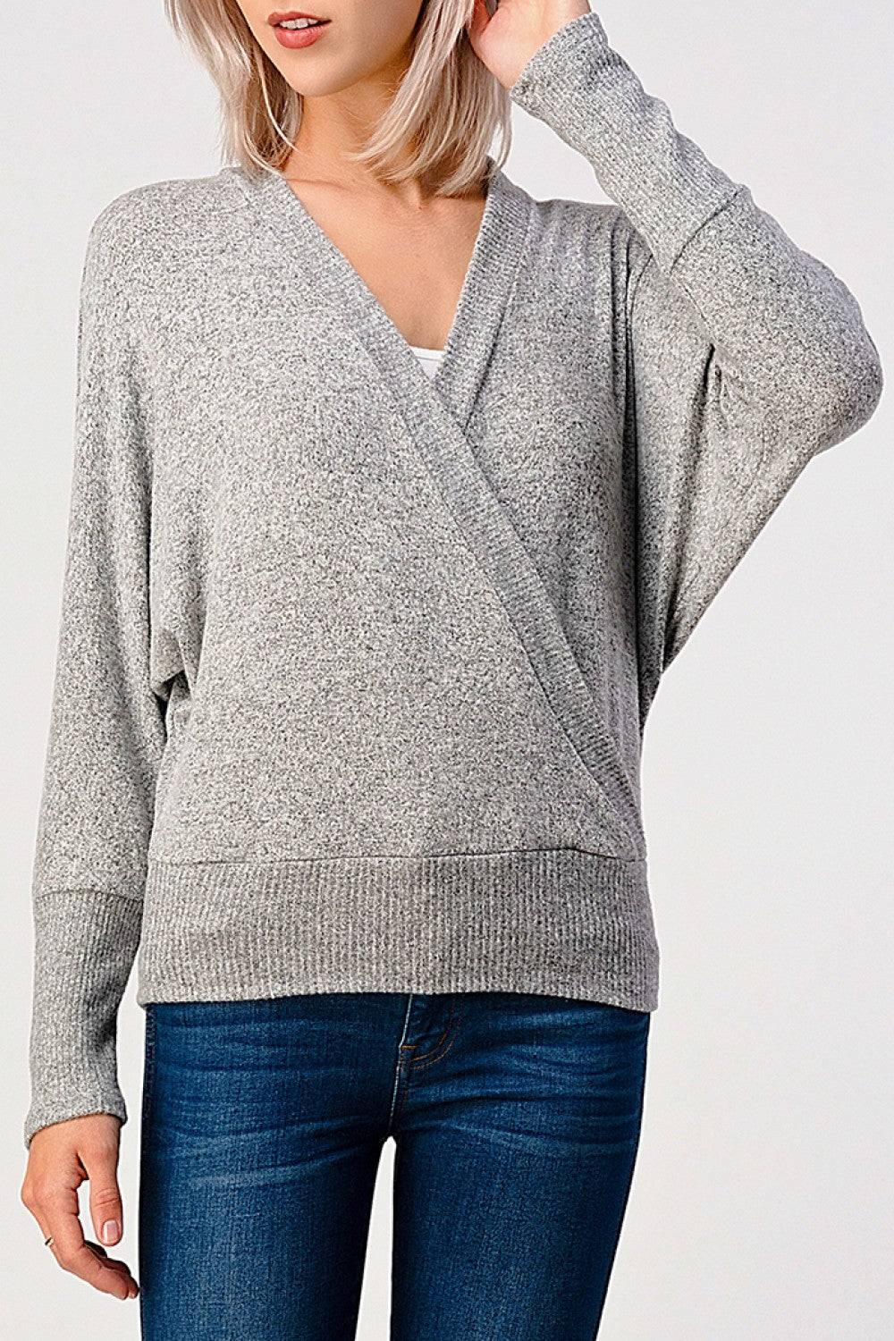 Natural Vibe Wrap Sweater (Heather Grey)
