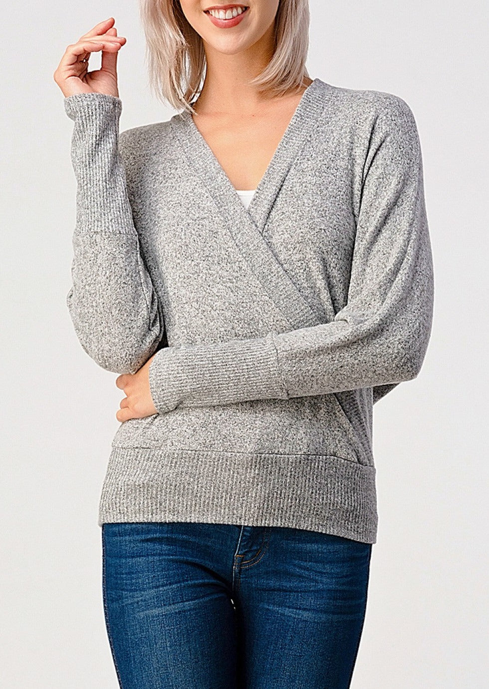 Natural Vibe Wrap Sweater (Heather Grey)