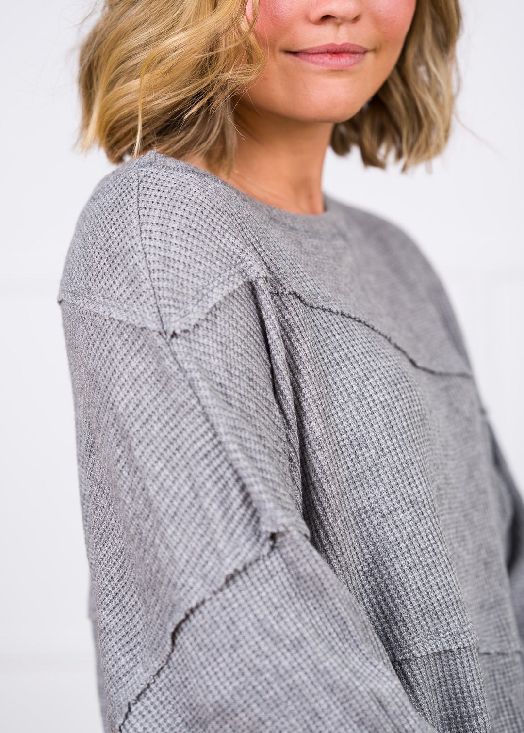 Jolie Waffle Sweater (Heather Grey)