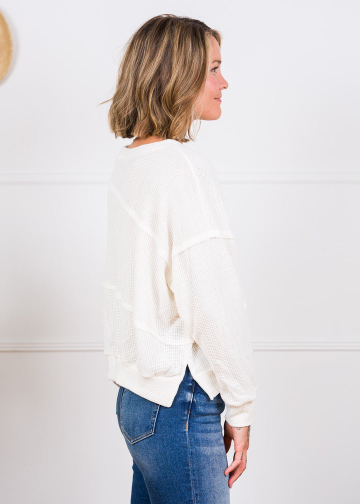 Jolie Waffle Sweater (White)
