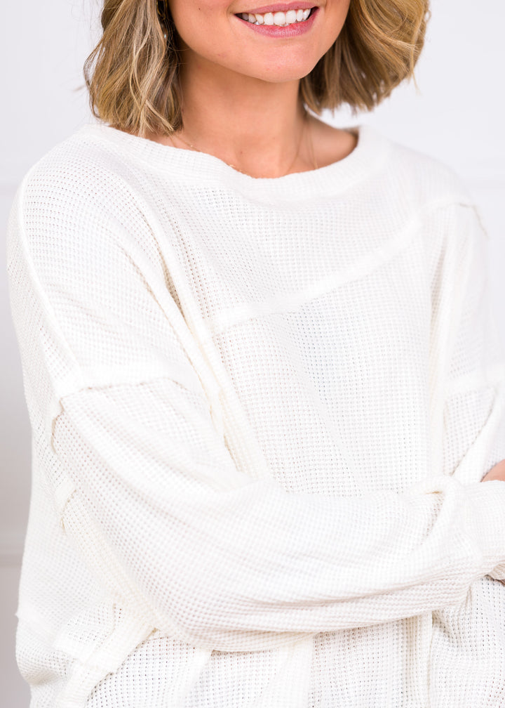 Jolie Waffle Sweater (White)