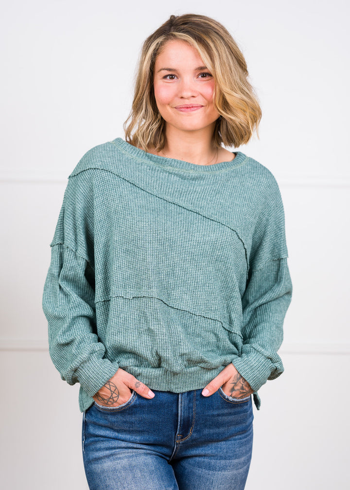 Jolie Waffle Sweater (Teal)