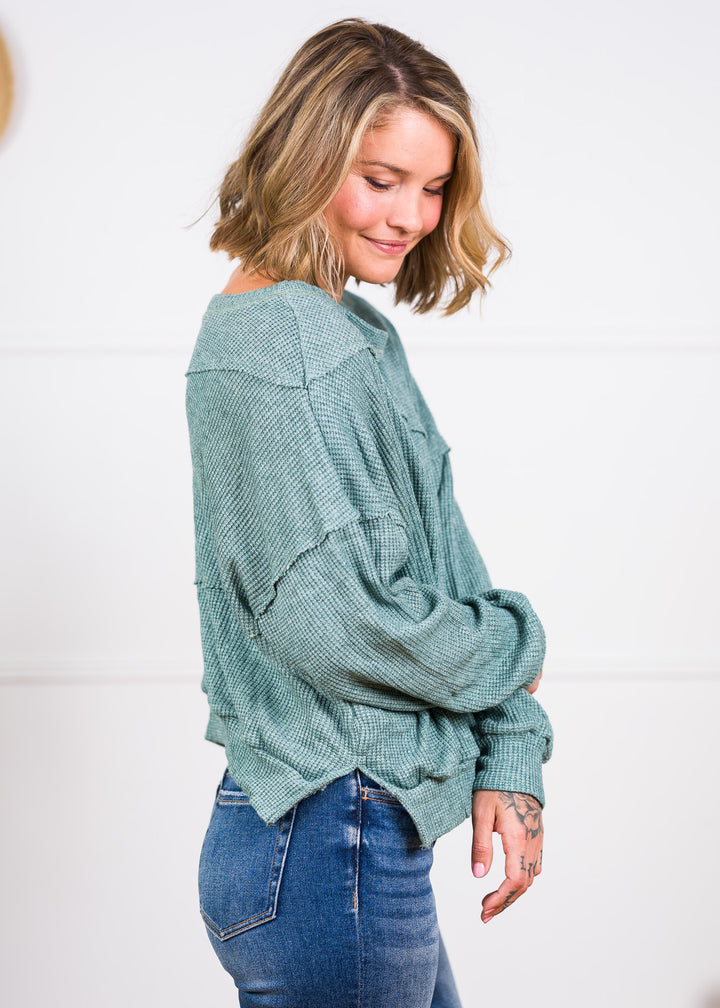 Jolie Waffle Sweater (Teal)