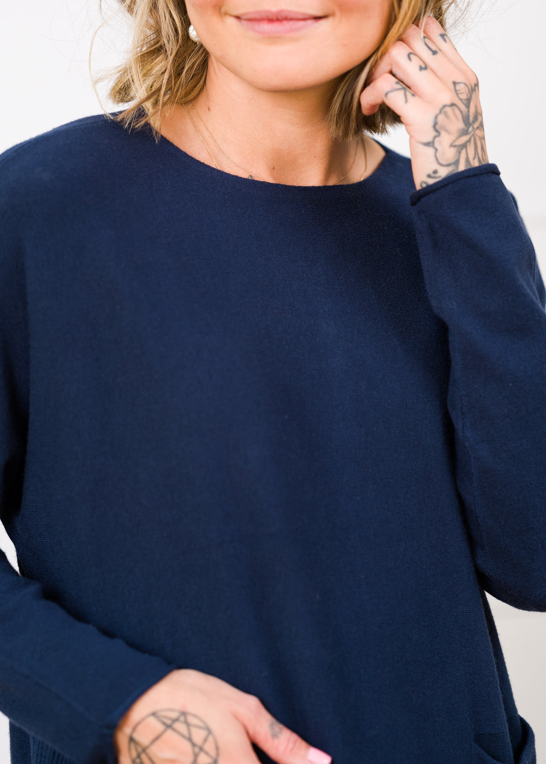 Meo Oversized Button Sweater (Navy)