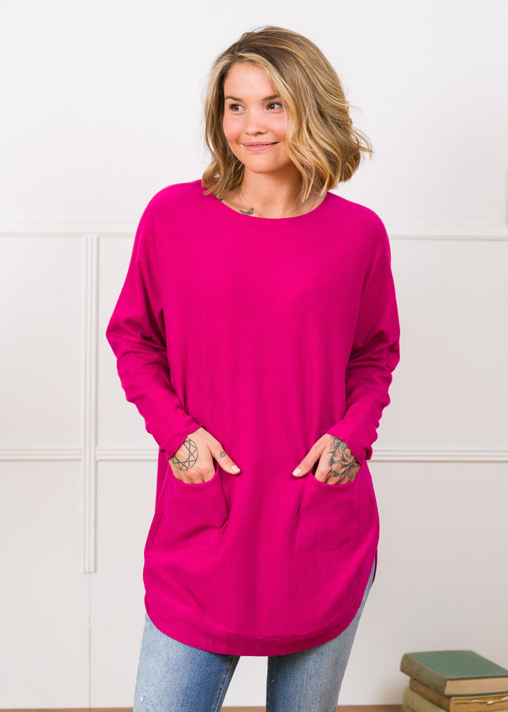 Meo Oversized Button Sweater (Magenta)
