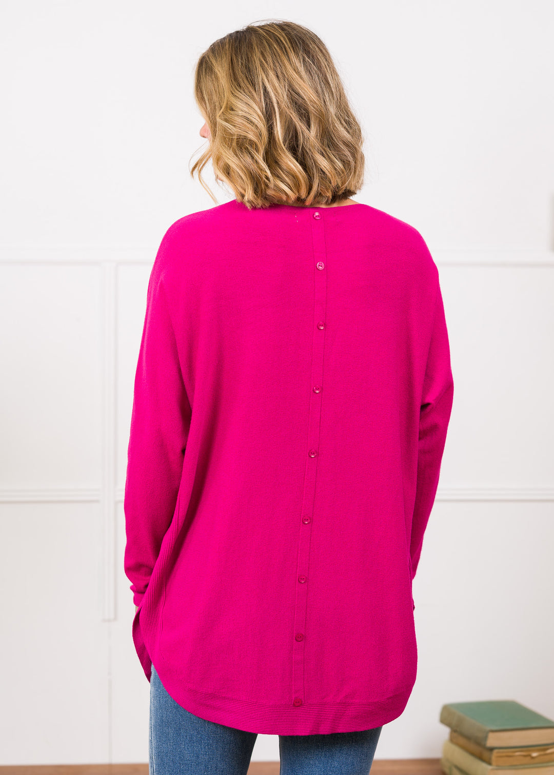 Meo Oversized Button Sweater (Magenta)