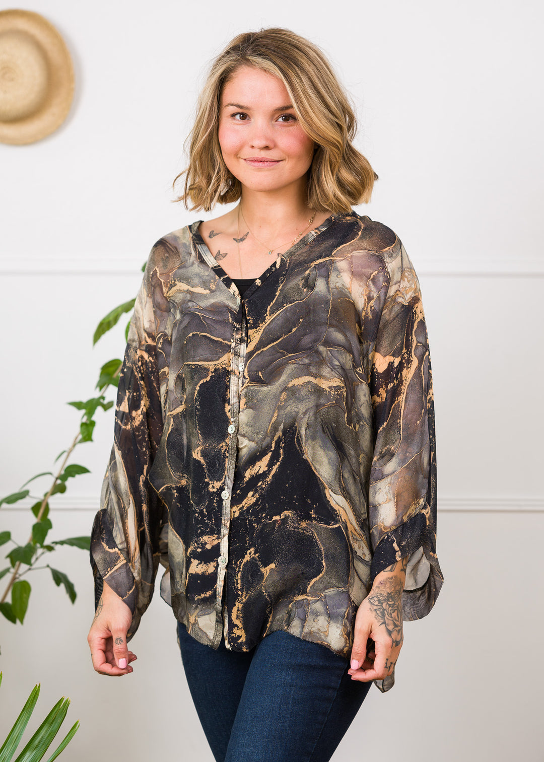 Meo Silk Button Shirt (Black)