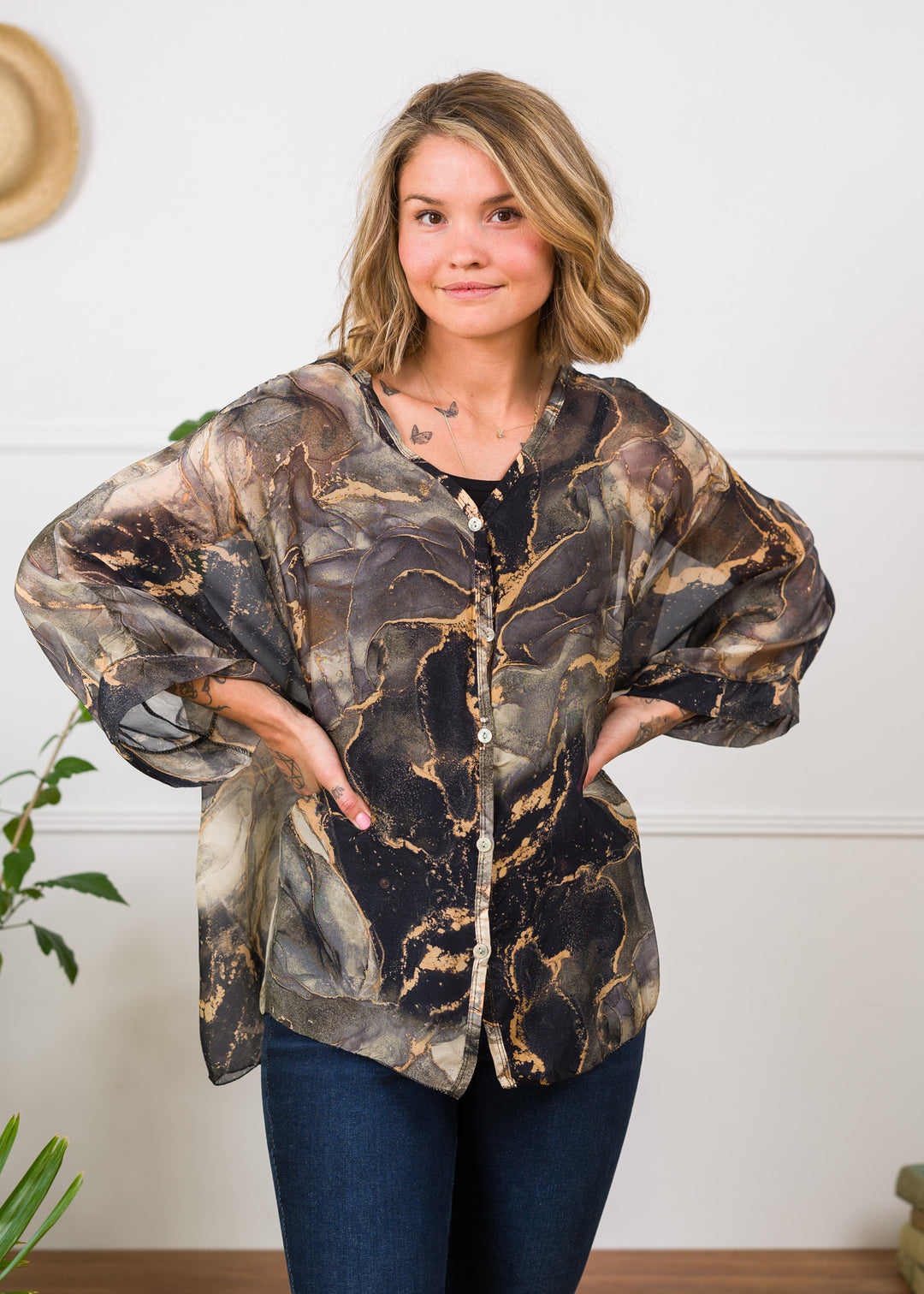 Meo Silk Button Shirt (Black)