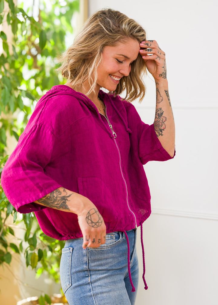 Meo Linen Bomber Jacket (Orchid)