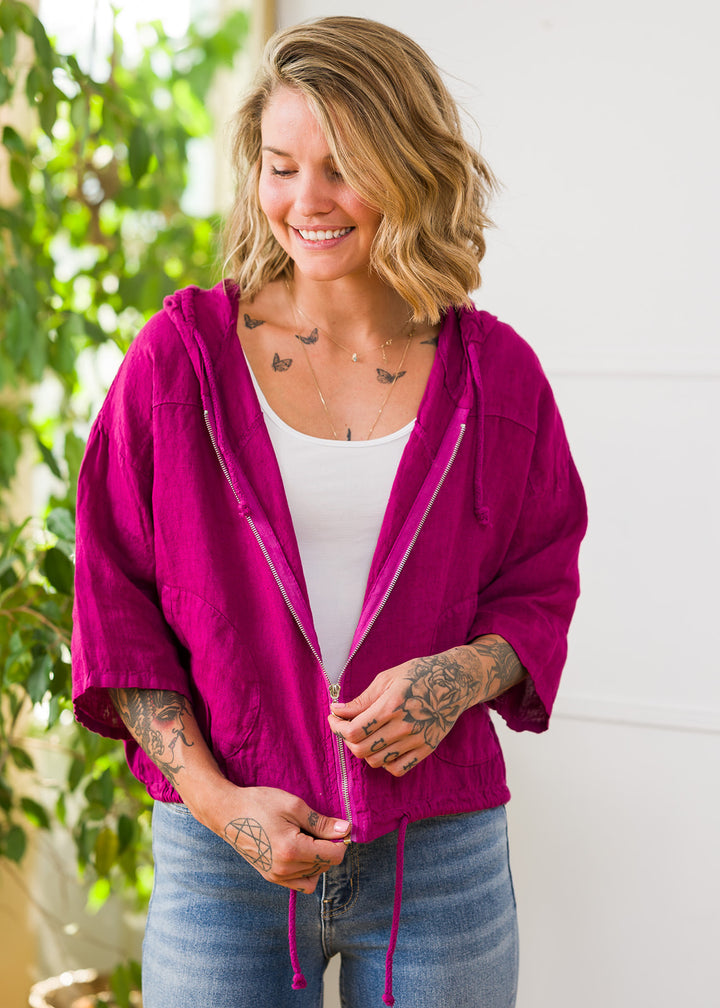 Meo Linen Bomber Jacket (Orchid)