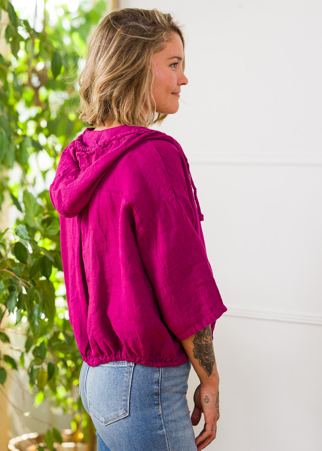 Meo Linen Bomber Jacket (Orchid)