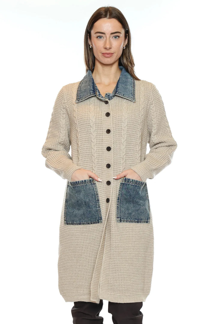 Papa Cable Knit Button Cardigan
