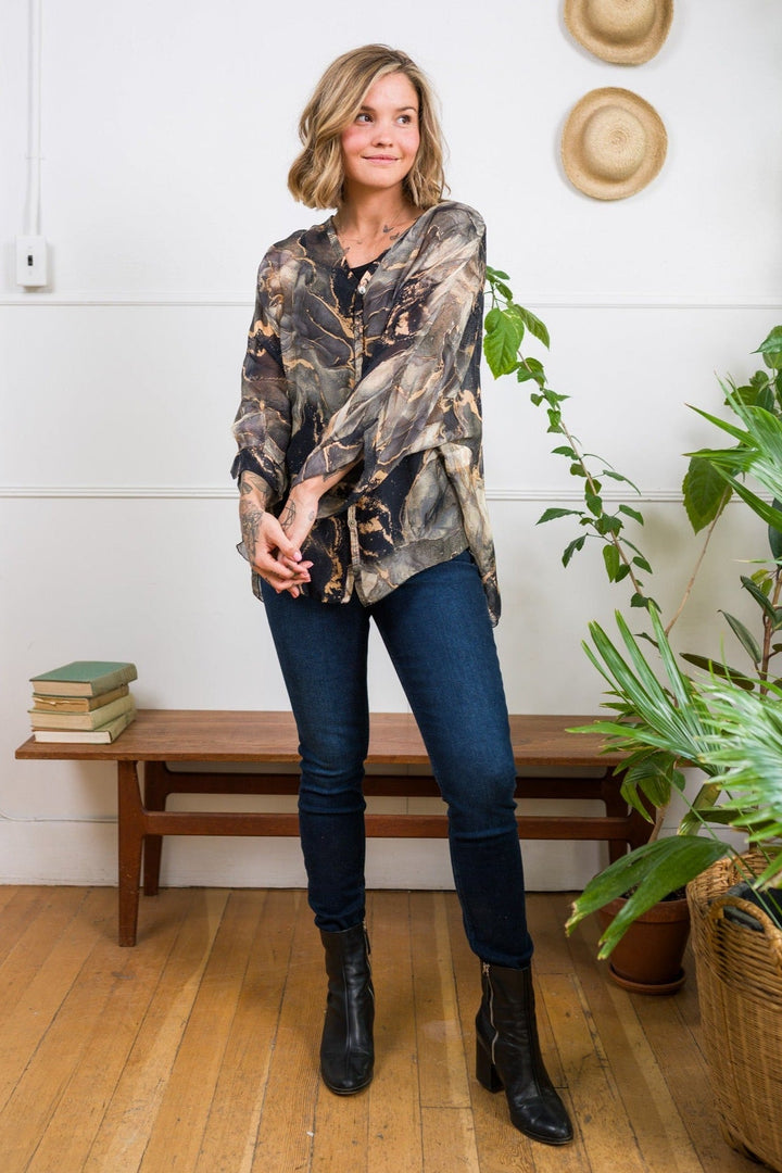 Meo Silk Button Shirt (Black)