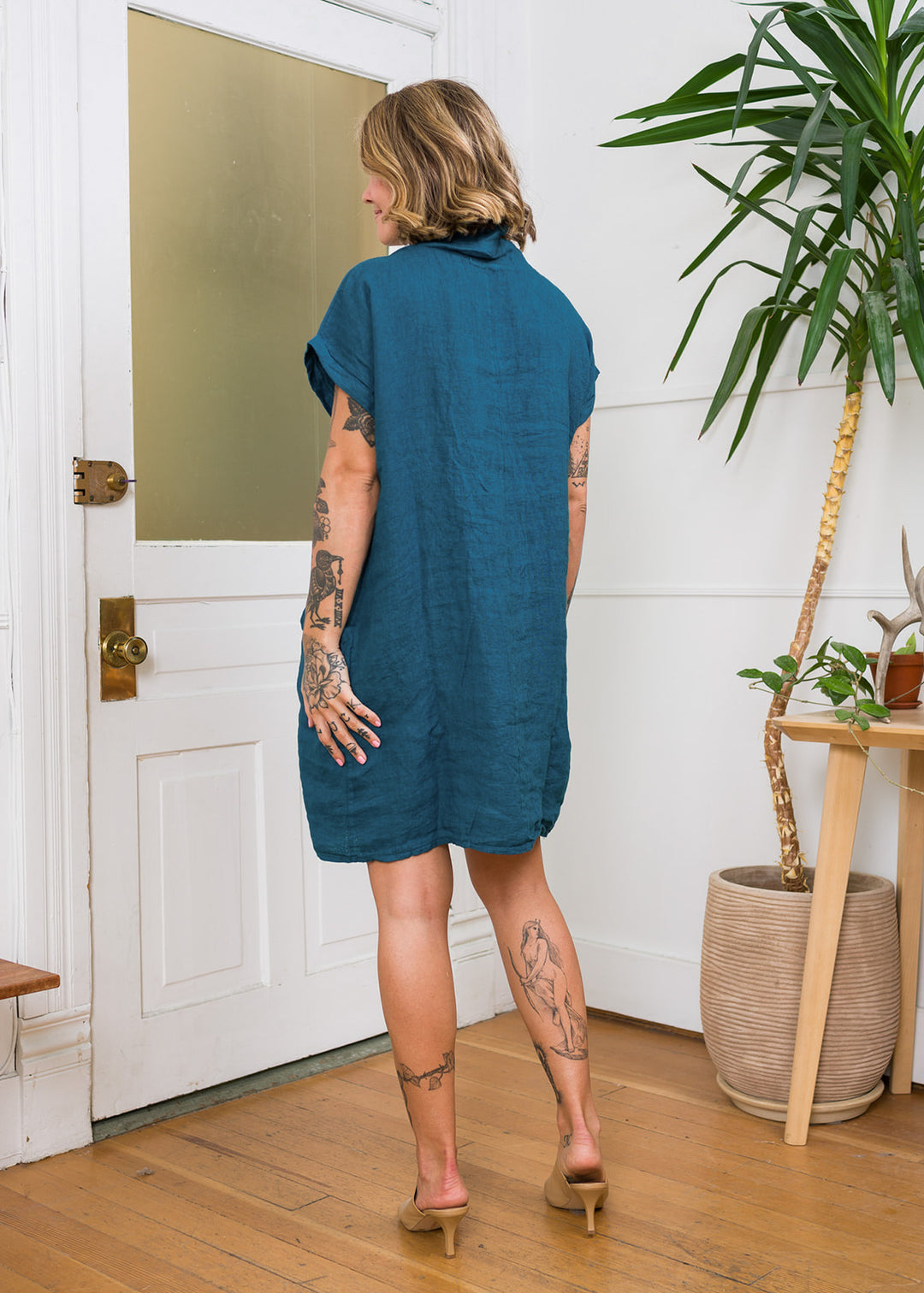 Meo Linen Pocket Dress (Dark Teal)