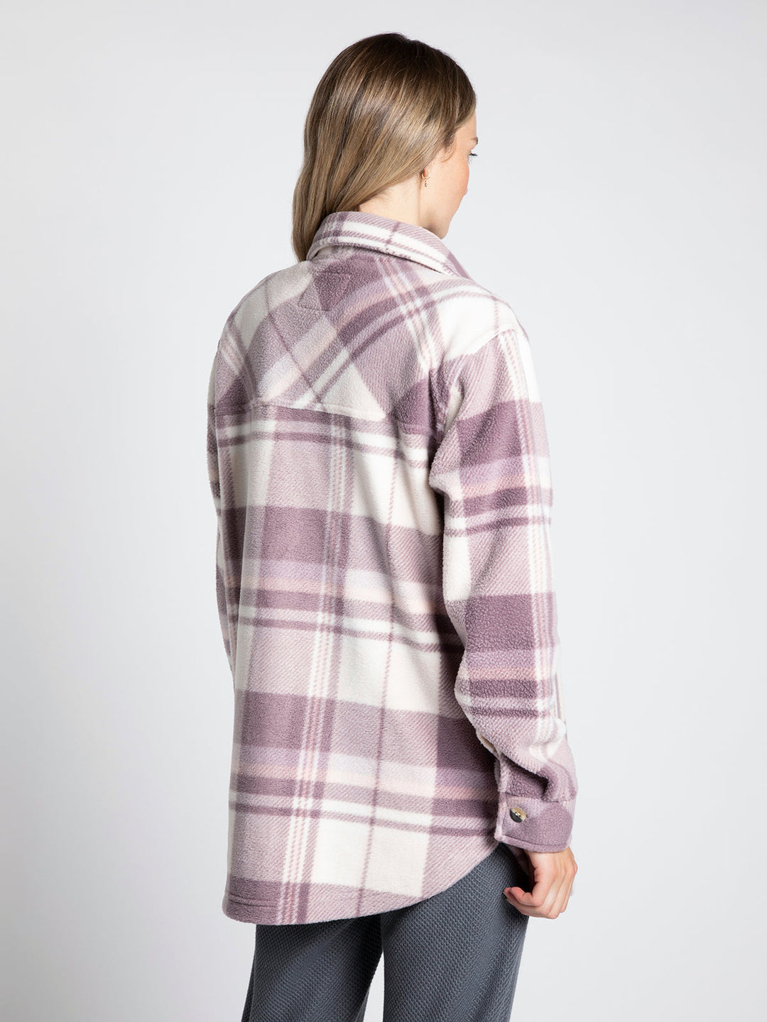 Thread & Supply Fleece Shacket (Pink Plaid)