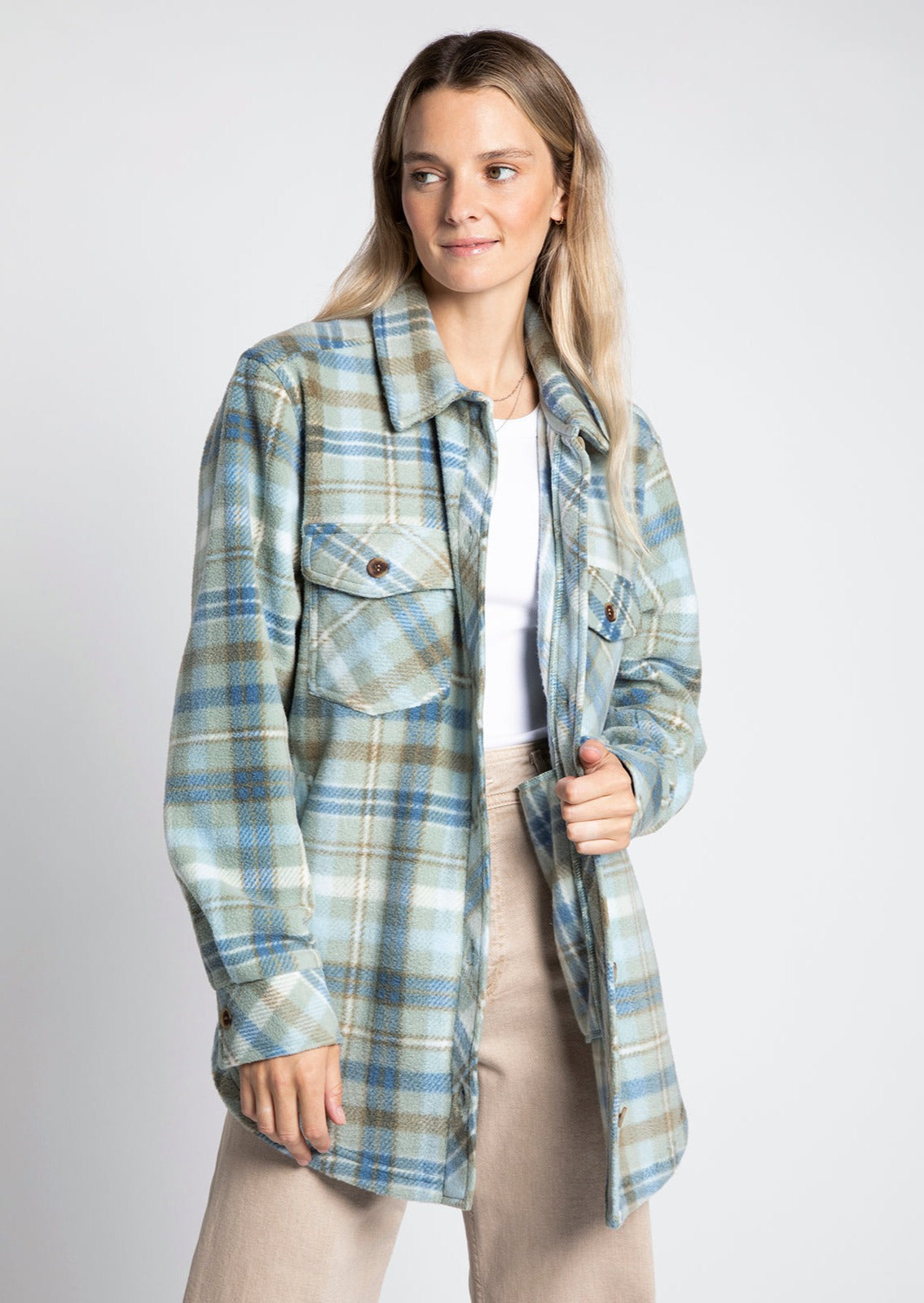 Thread & Supply Fleece Shacket (Blue Plaid) – Vibe Apparel