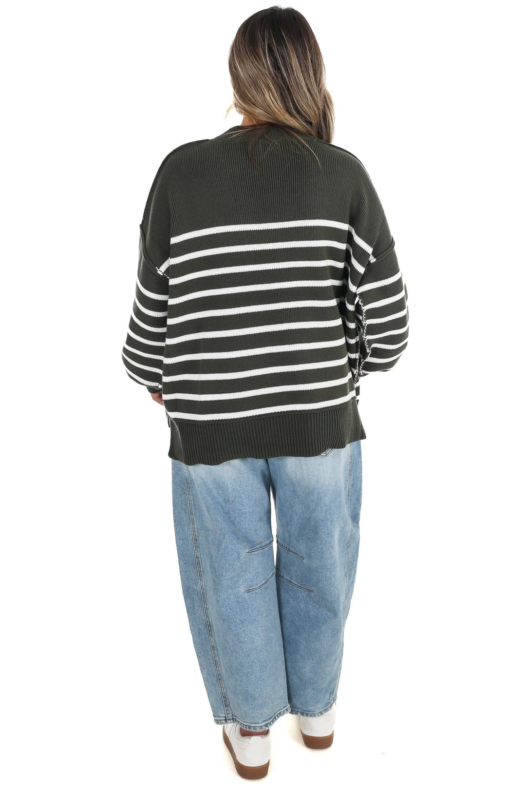 Zen Striped Arthur Sweater (Dark Olive)