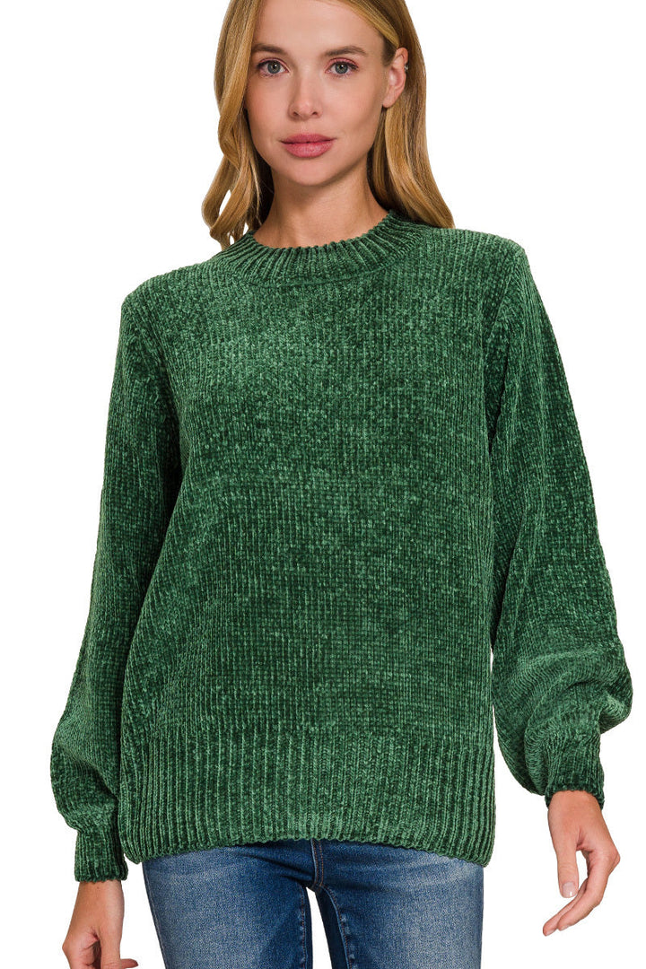 Zen Chenille Rib Sweater (Dark Green)