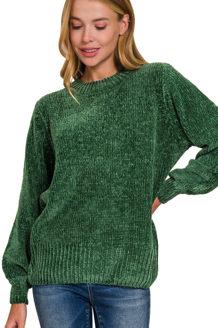 Zen Chenille Rib Sweater (Dark Green)