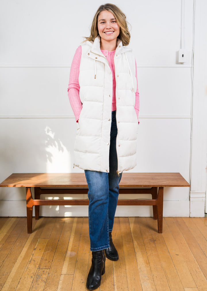 Twenty Six Puffer Midi Vest (Ivory)
