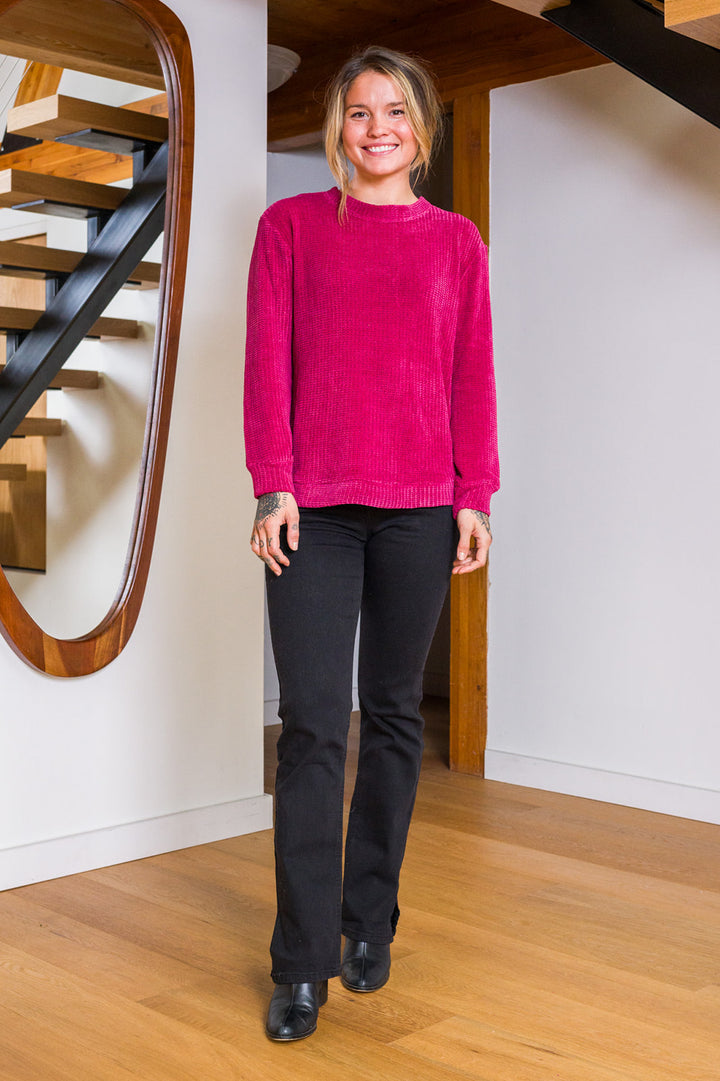 Zen Chenille Waffle Sweater (Magenta)