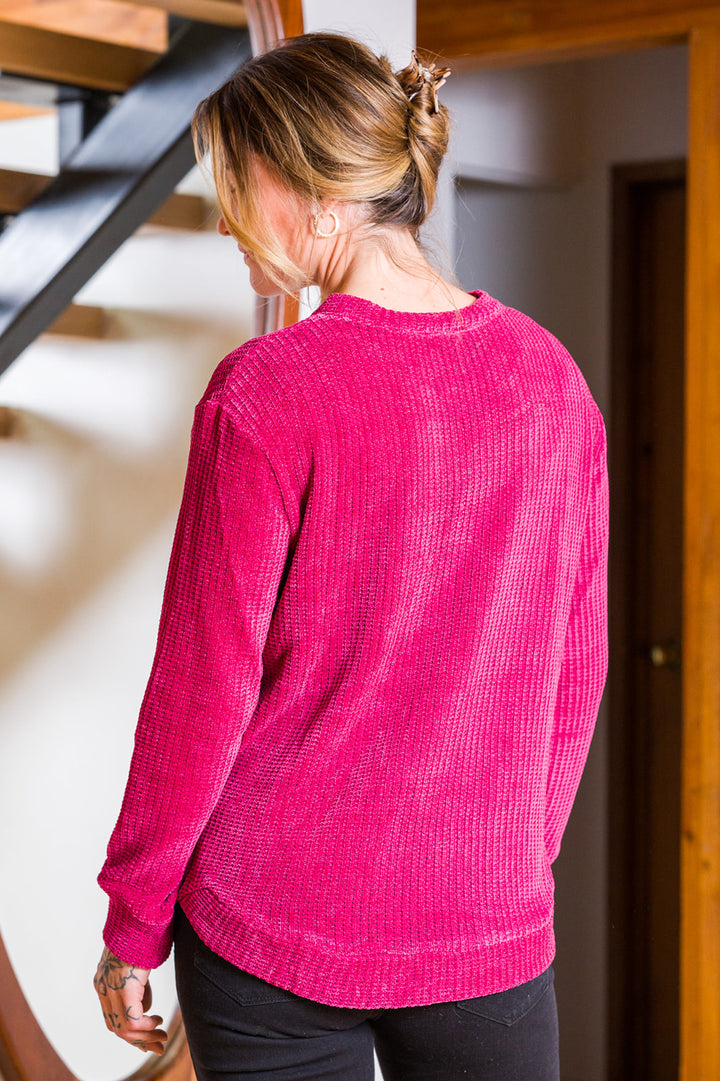 Zen Chenille Waffle Sweater (Magenta)