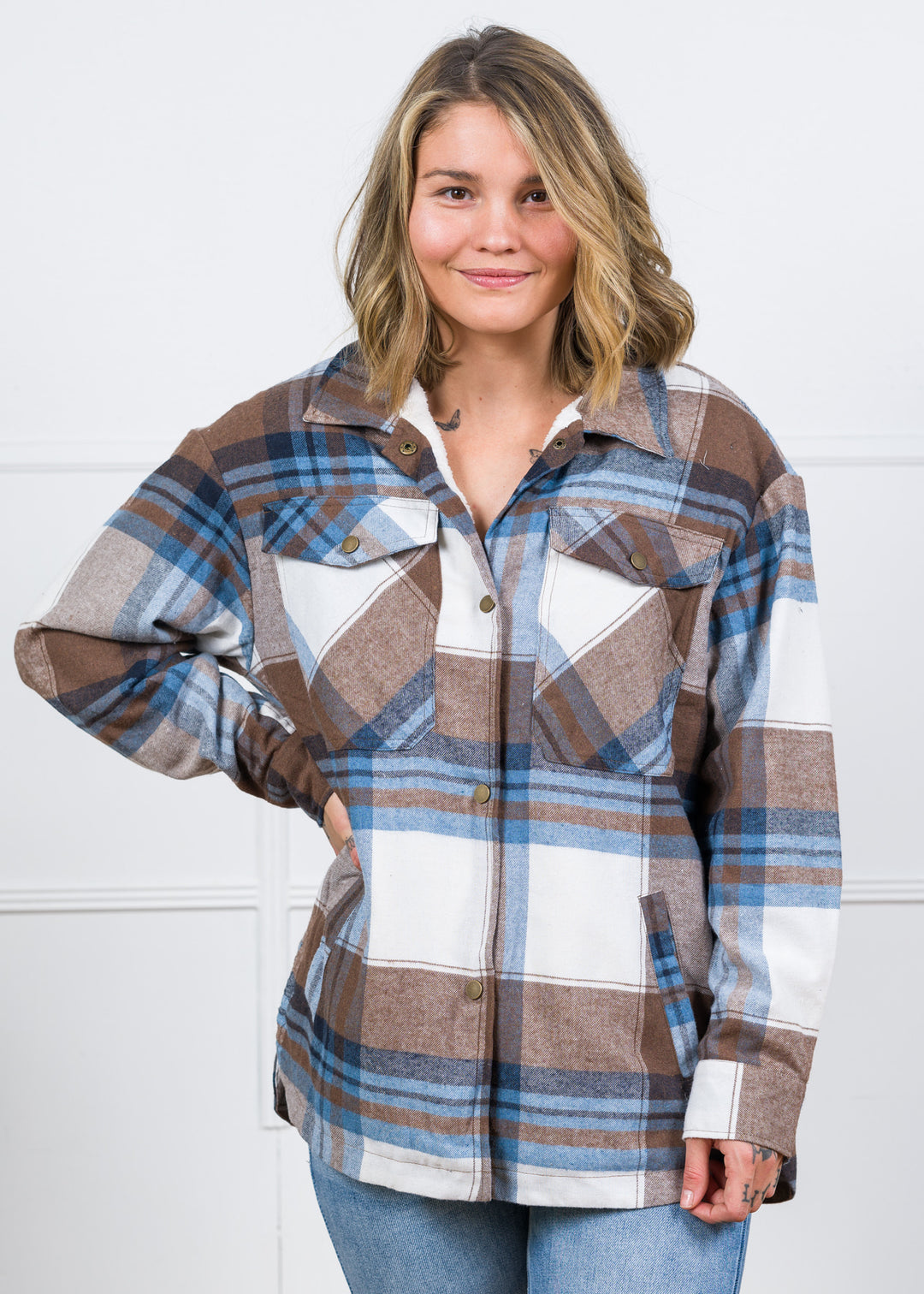 Twenty Six Sherpa Plaid Shacket
