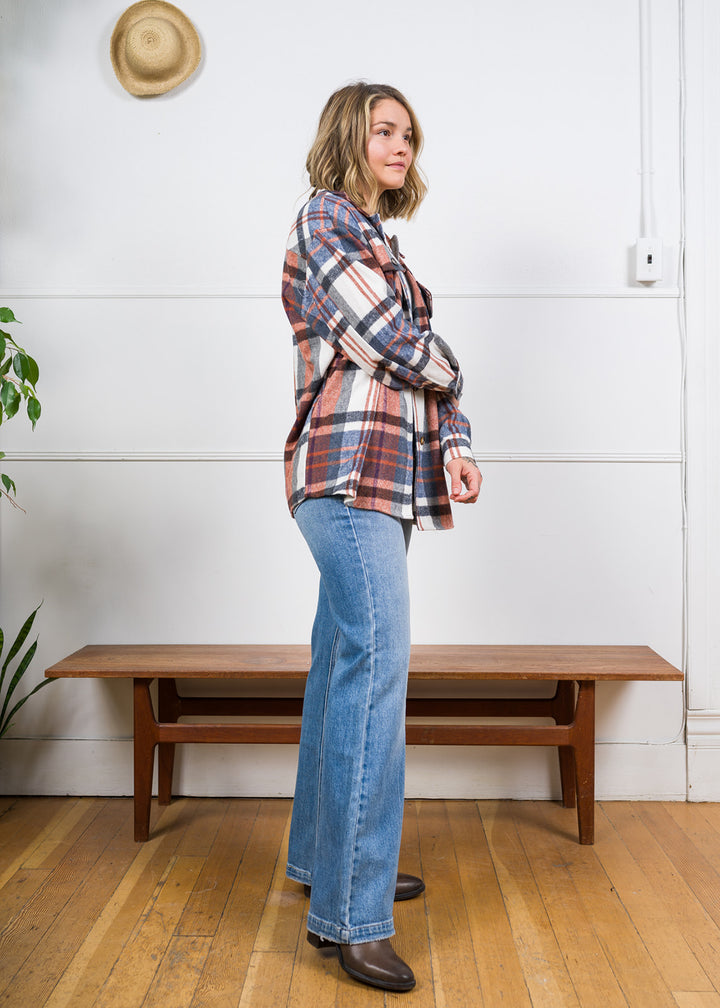 Bibi Plaid Oversized Flannel (Rust Multi)