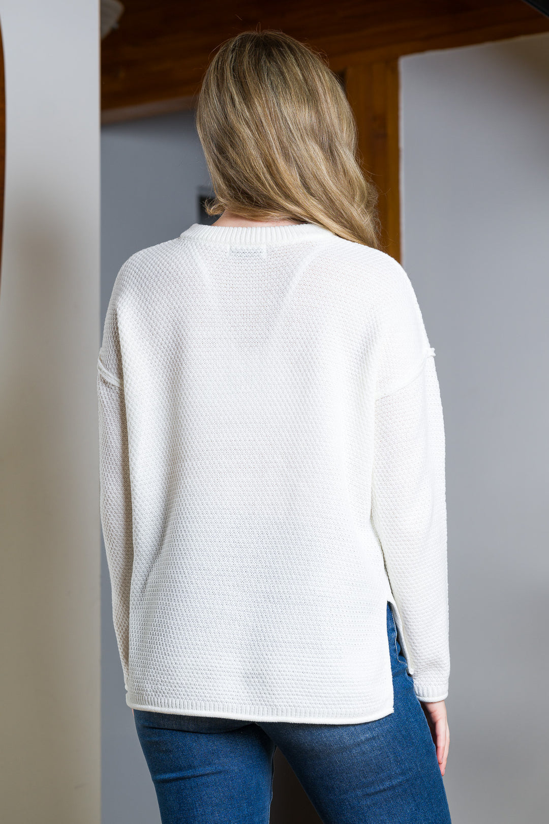 Zen Henley Waffle Sweater (Ivory)