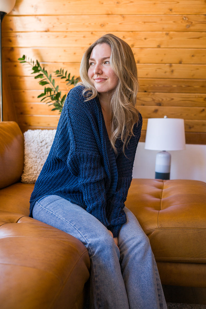 My Cozy Chenille Clara Cardigan  (Navy)