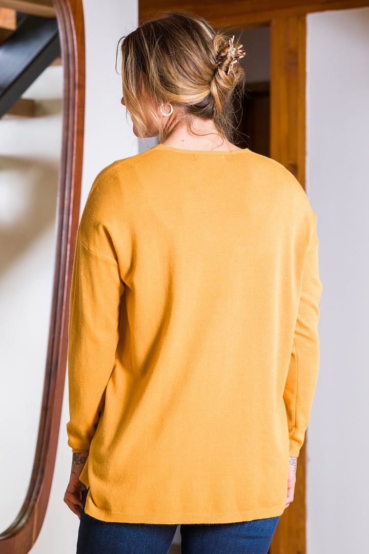 Meo Light Knit V Sweater (Mustard)