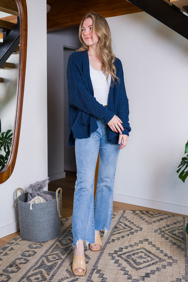 My Cozy Chenille Clara Cardigan  (Navy)