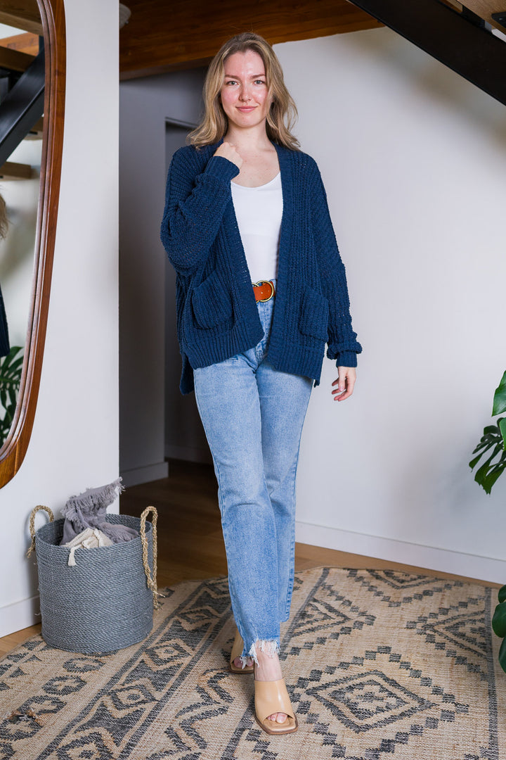 My Cozy Chenille Clara Cardigan  (Navy)