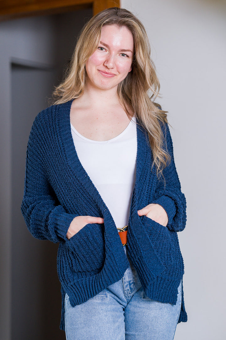 My Cozy Chenille Clara Cardigan  (Navy)