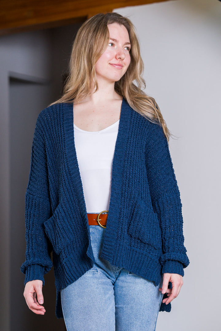 My Cozy Chenille Clara Cardigan  (Navy)