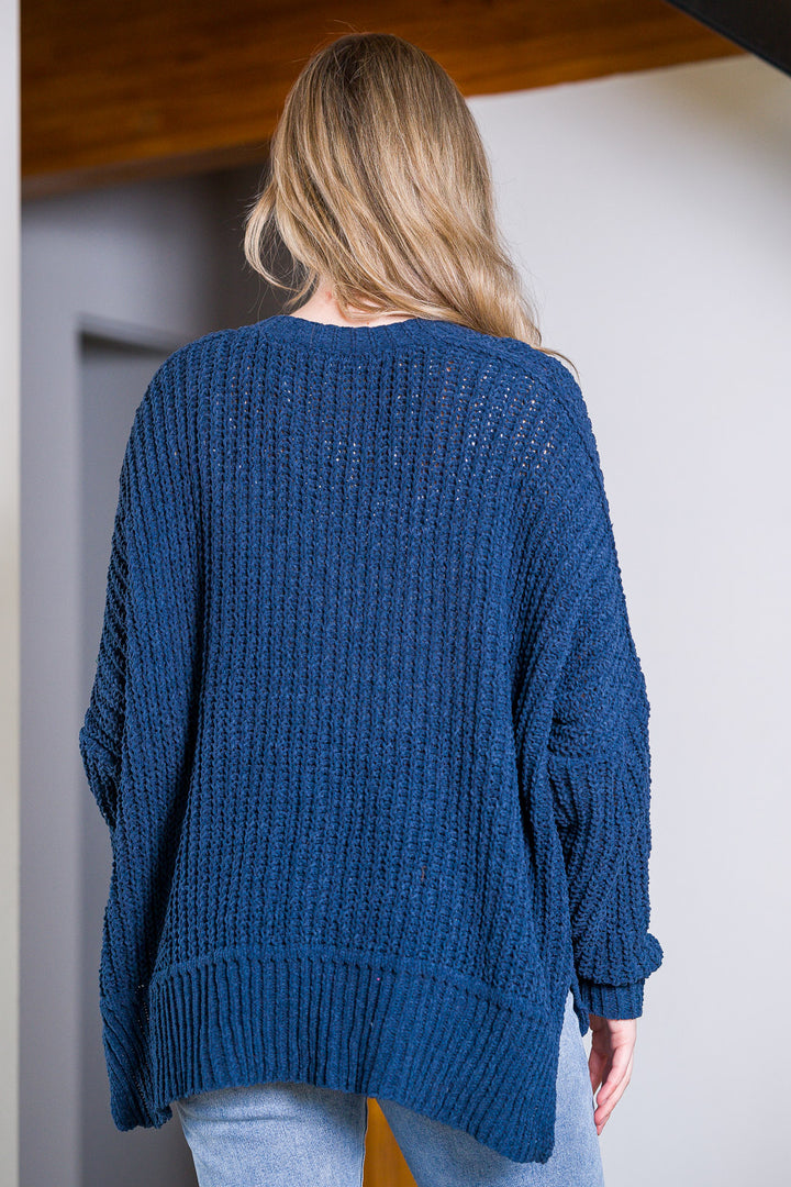 My Cozy Chenille Clara Cardigan  (Navy)