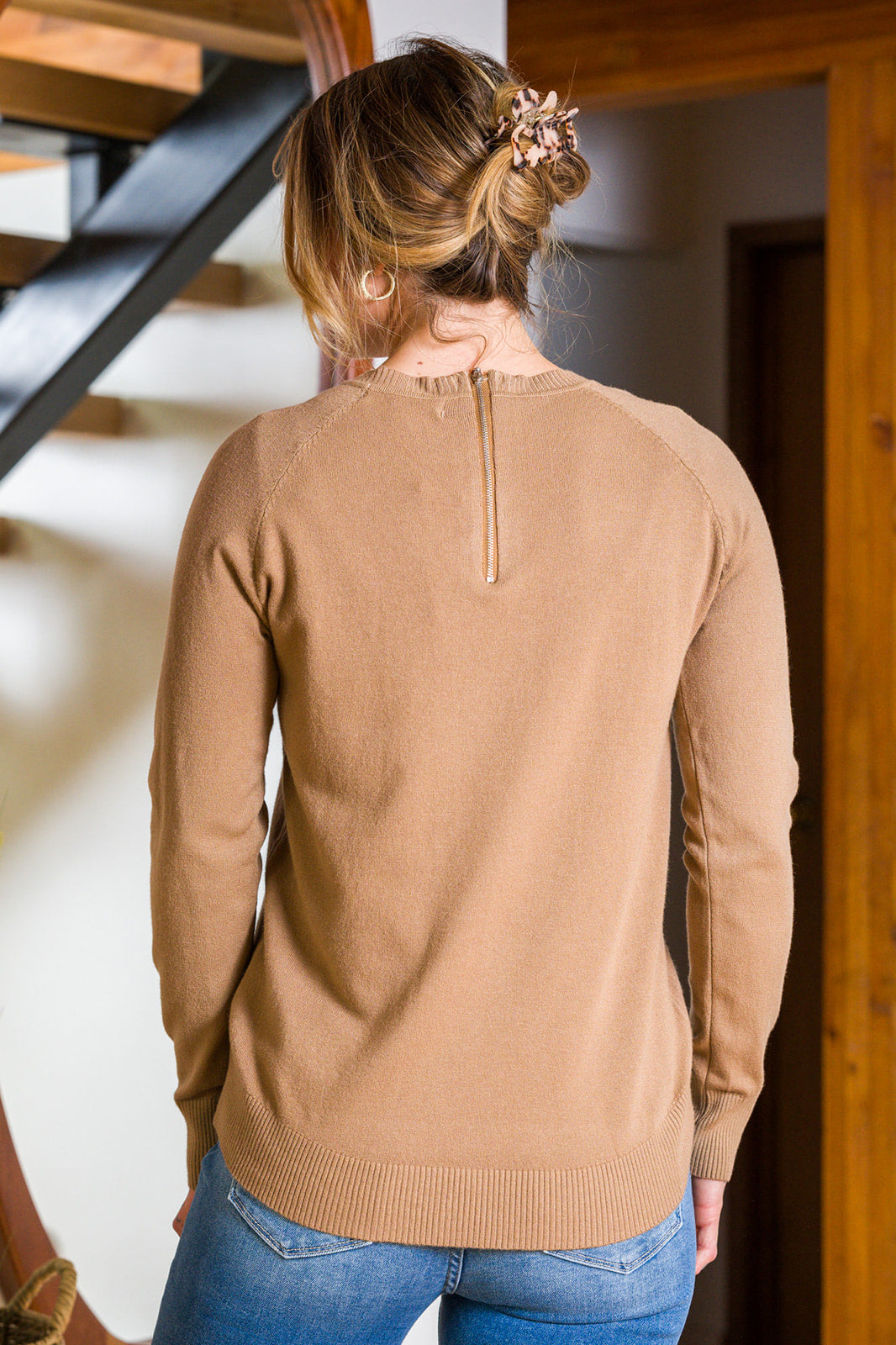 Meo Knit Zipper Sweater (Camel)