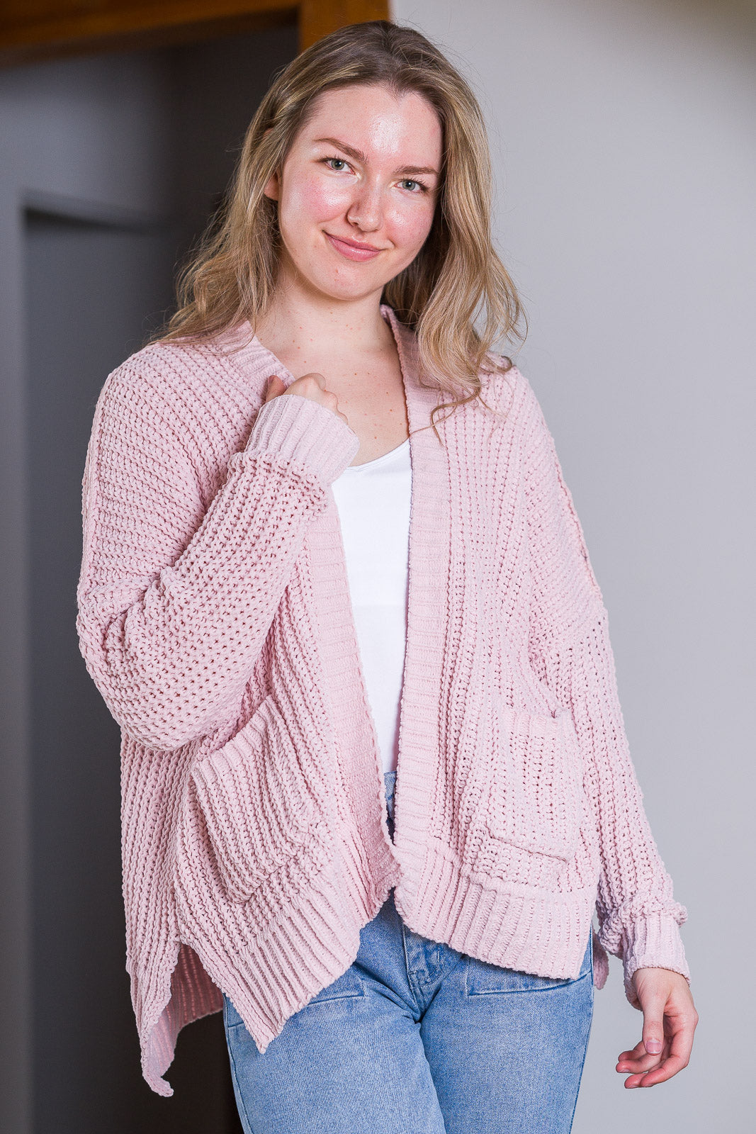 My Cozy Chenille Clara Cardigan  (Blush)