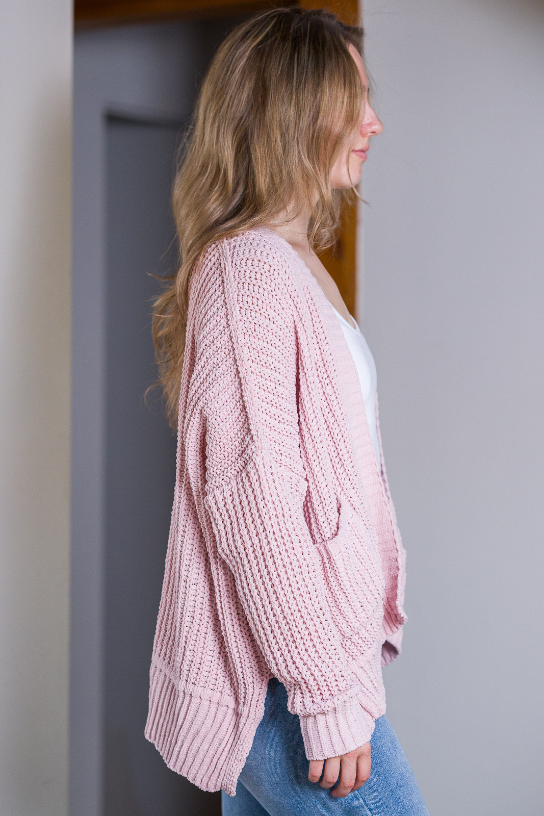 My Cozy Chenille Clara Cardigan  (Blush)