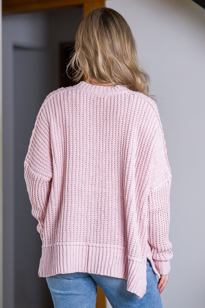 My Cozy Chenille Clara Cardigan  (Blush)