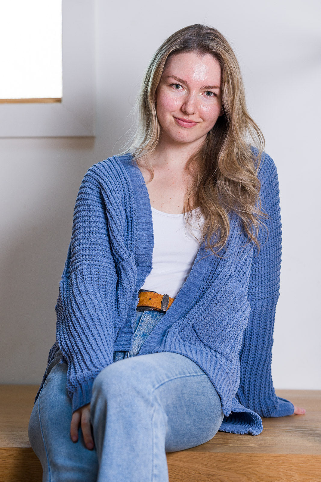 My Cozy Chenille Clara Cardigan (Periwinkle Blue)